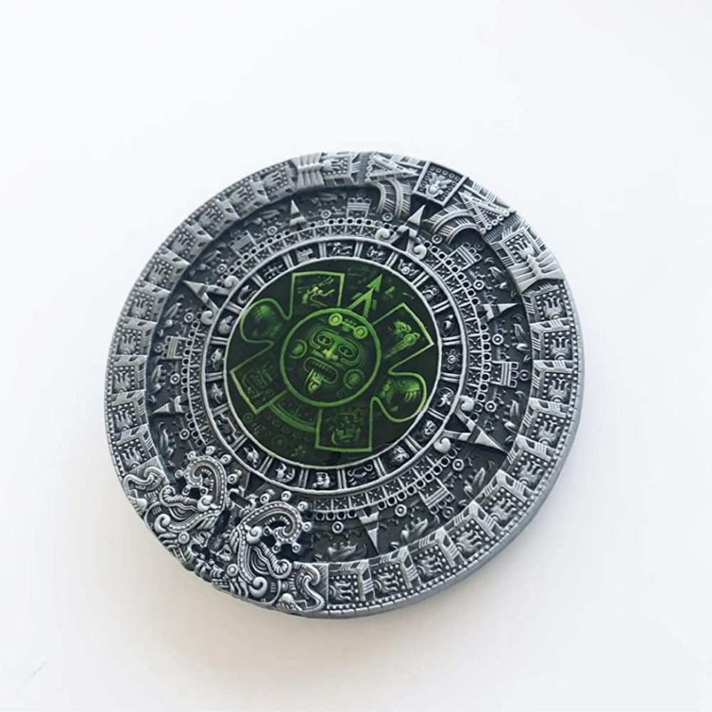 Aztec calendar belt buckle